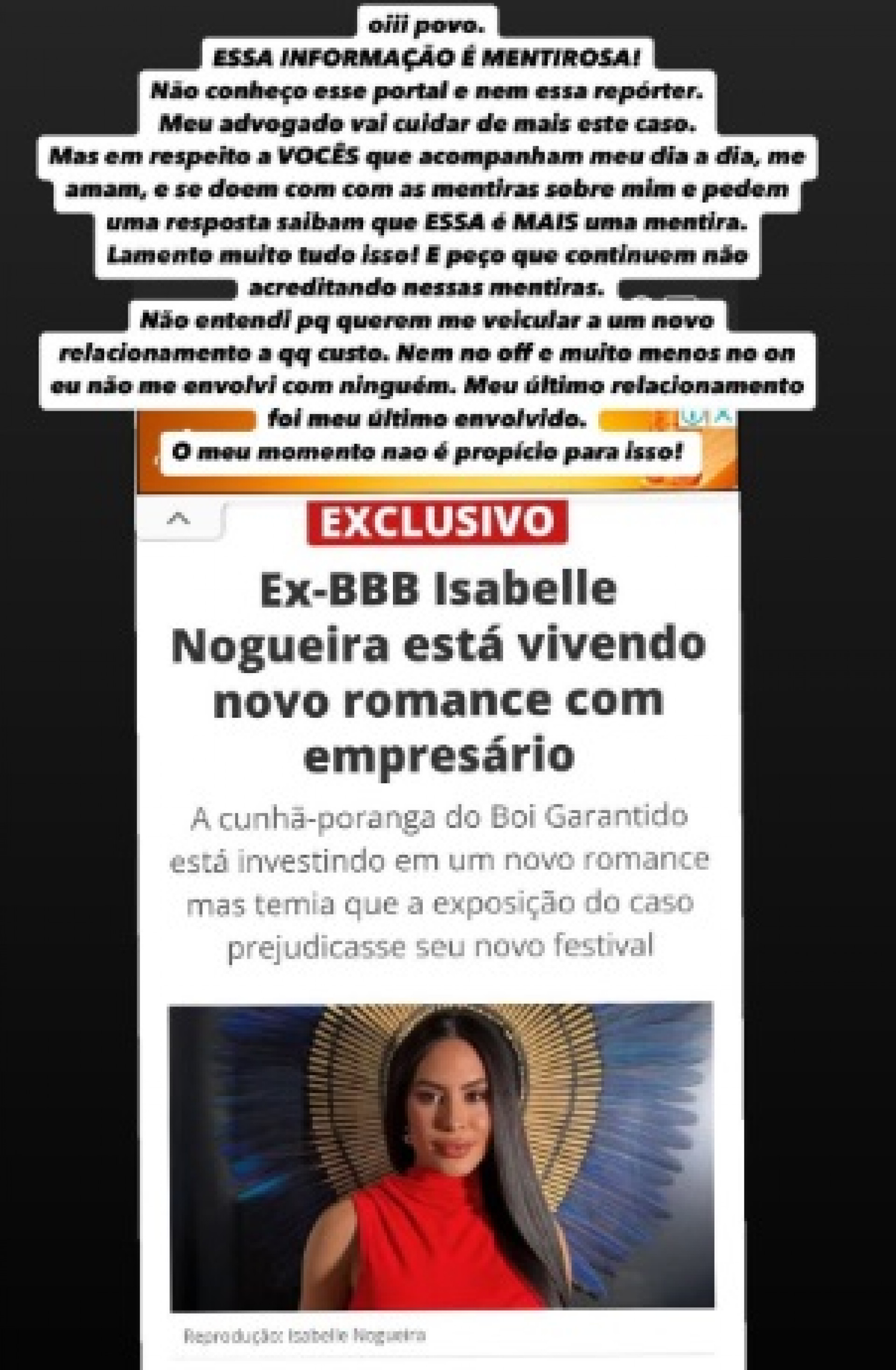 Isabelle Nogueira rebateu boato sobre novo relacionamento  - Reprodução/Instagram 