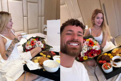 Karoline Lima ganha surpresa de aniversário de Léo Pereira: 'Merece o mundo'