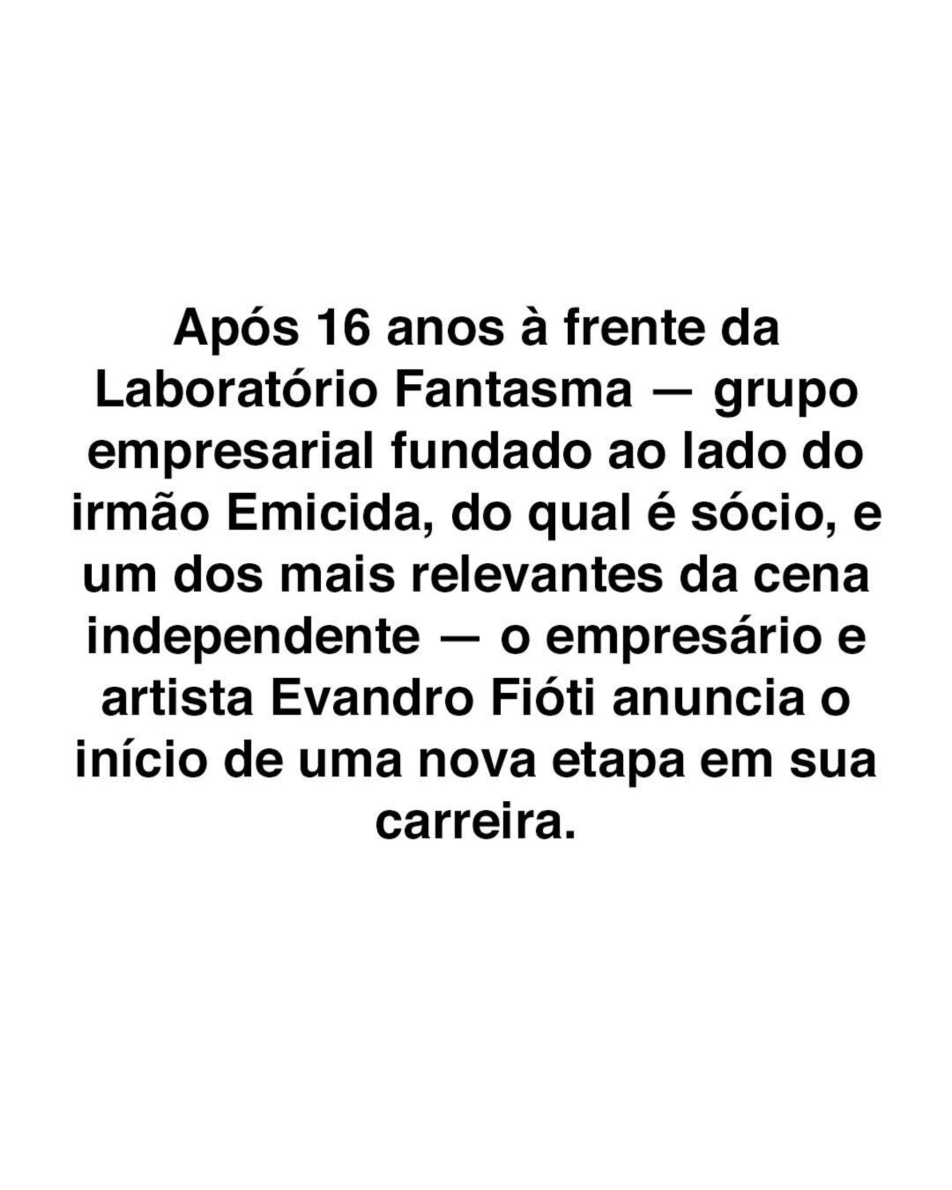 Segunda parte do comunicado divulgado por Fióti - Reprodução/Instagram