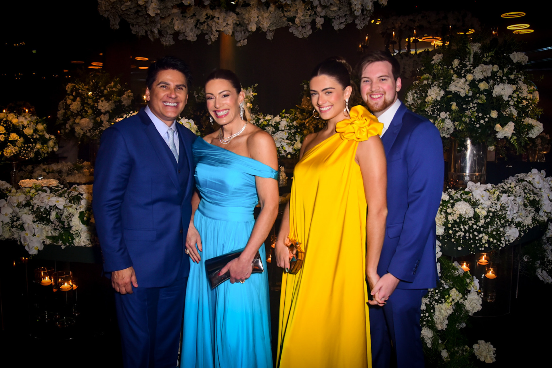 Elaine Mickely, Cesar Filho, Luma e Ed chegam na festa de casamento de Maria Cavalcante e Cristiano  - Andy Santana e Patrícia Devoraes/Brazil News