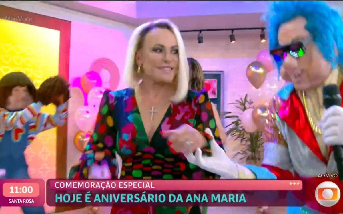 Ana Maria Braga comemora 76 anos com Carreta Furacão no 'Mais Você' - Reprodução/Globo