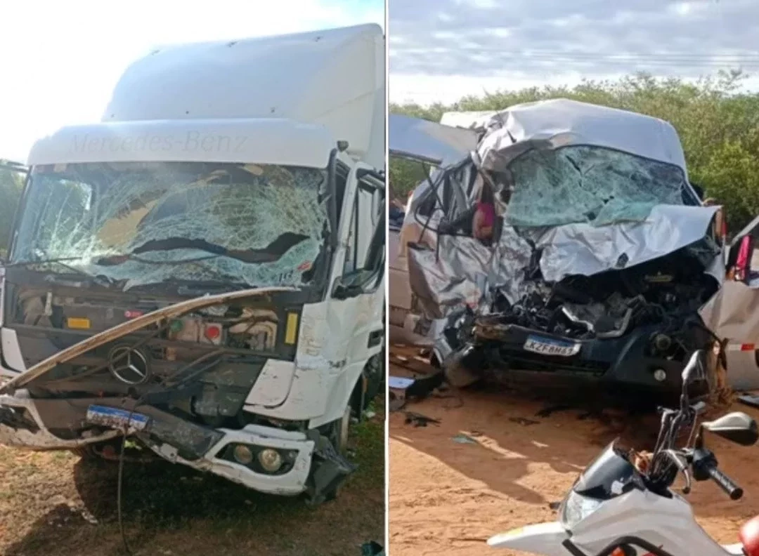 Seis mulheres morrem e 11 ficam feridos em colisão entre van e caminhão no Sul do Piauí