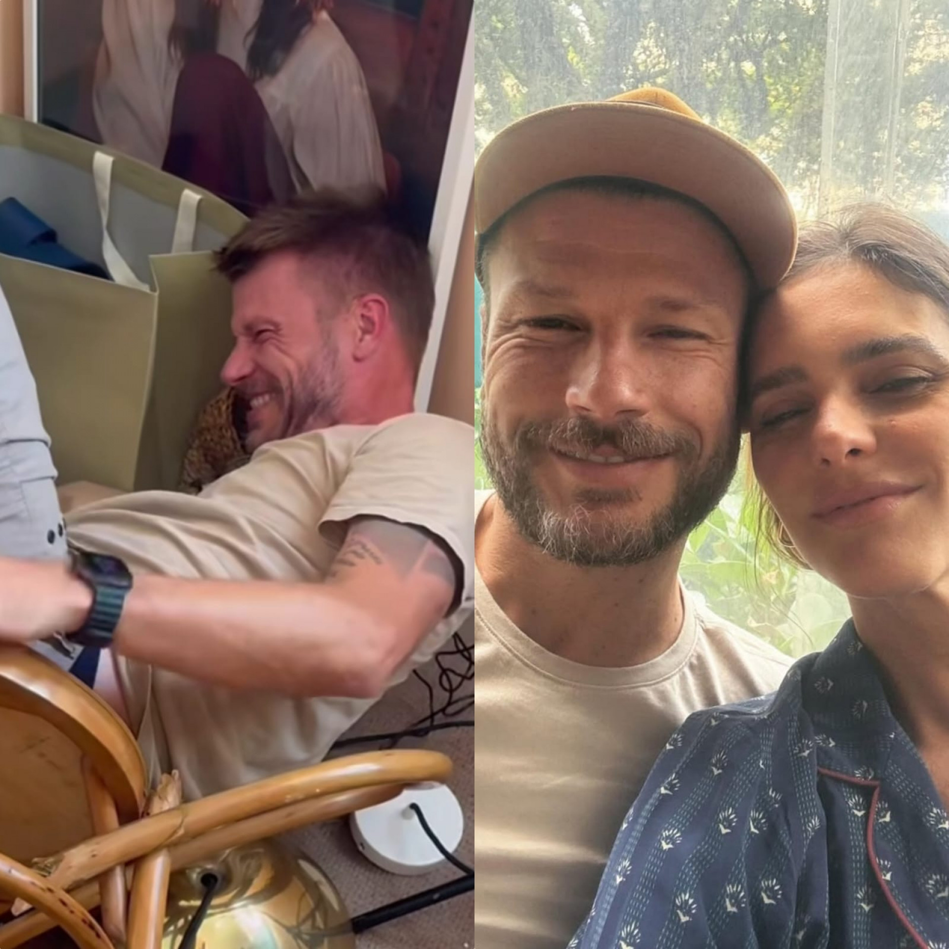 Rodrigo Hilbert cai da cadeira e leva 'bronca' de Fernanda Lima: 'Não se esparrama'  - Reprodução de vídeo / Instagram