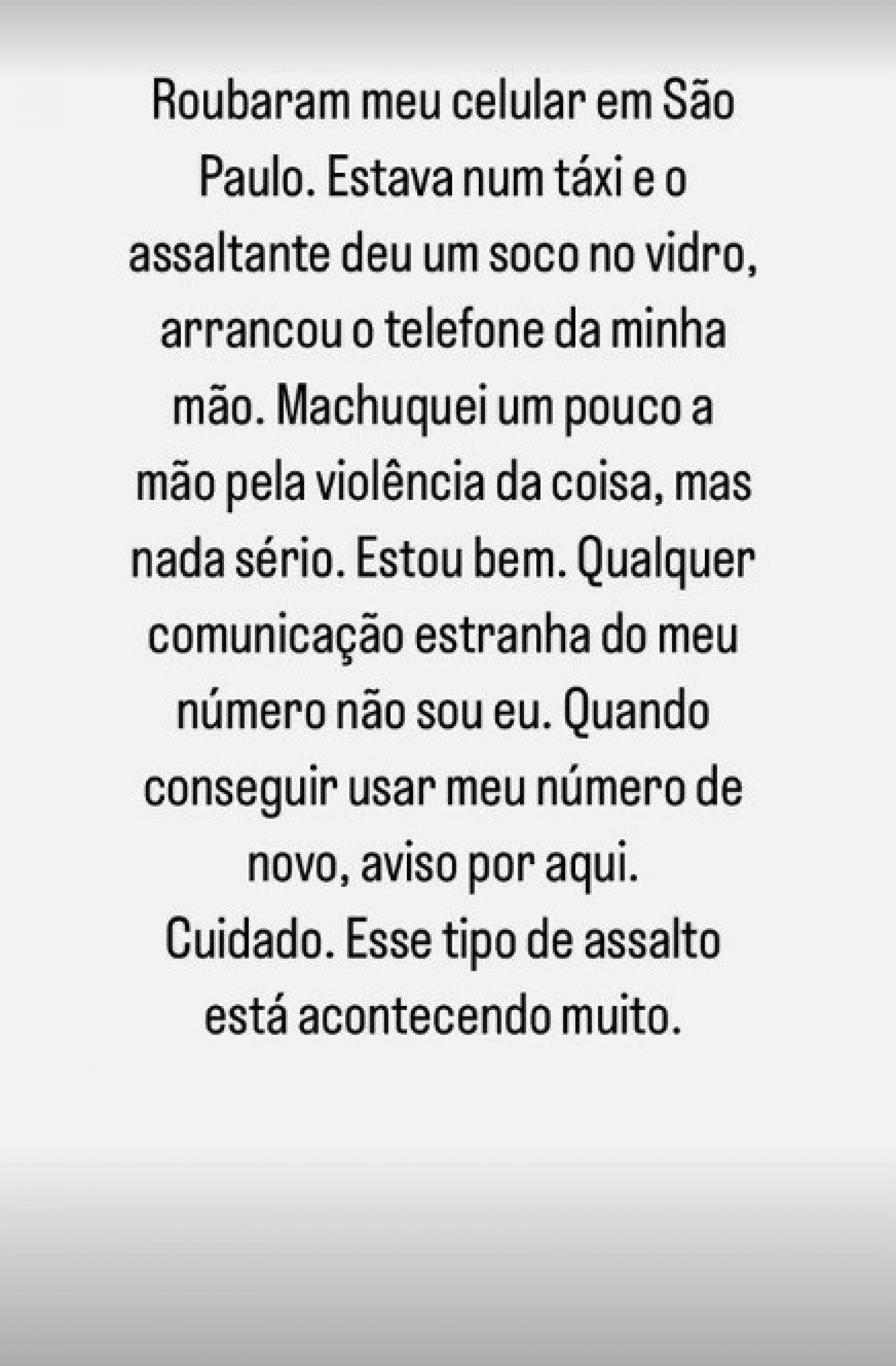 Maria Clara Gueiros sofre assalto em São Paulo - Reprodução