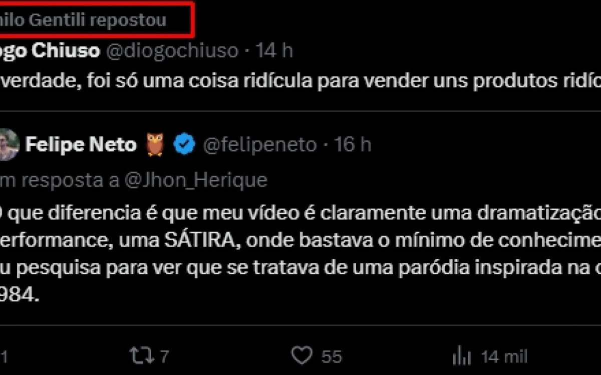 Print tiradodo perfil de Danilo Gentili na X