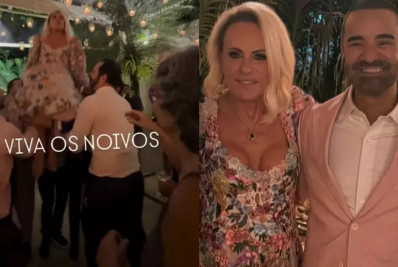 Ana Maria Braga é 'jogada' para o alto durante casamento