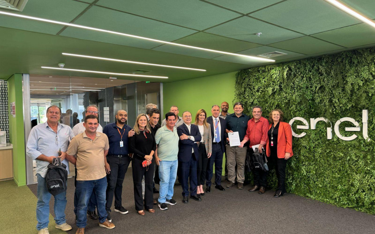 O prefeito Paulinho da Refrigeração, comitiva paduana, e diretores da Enel