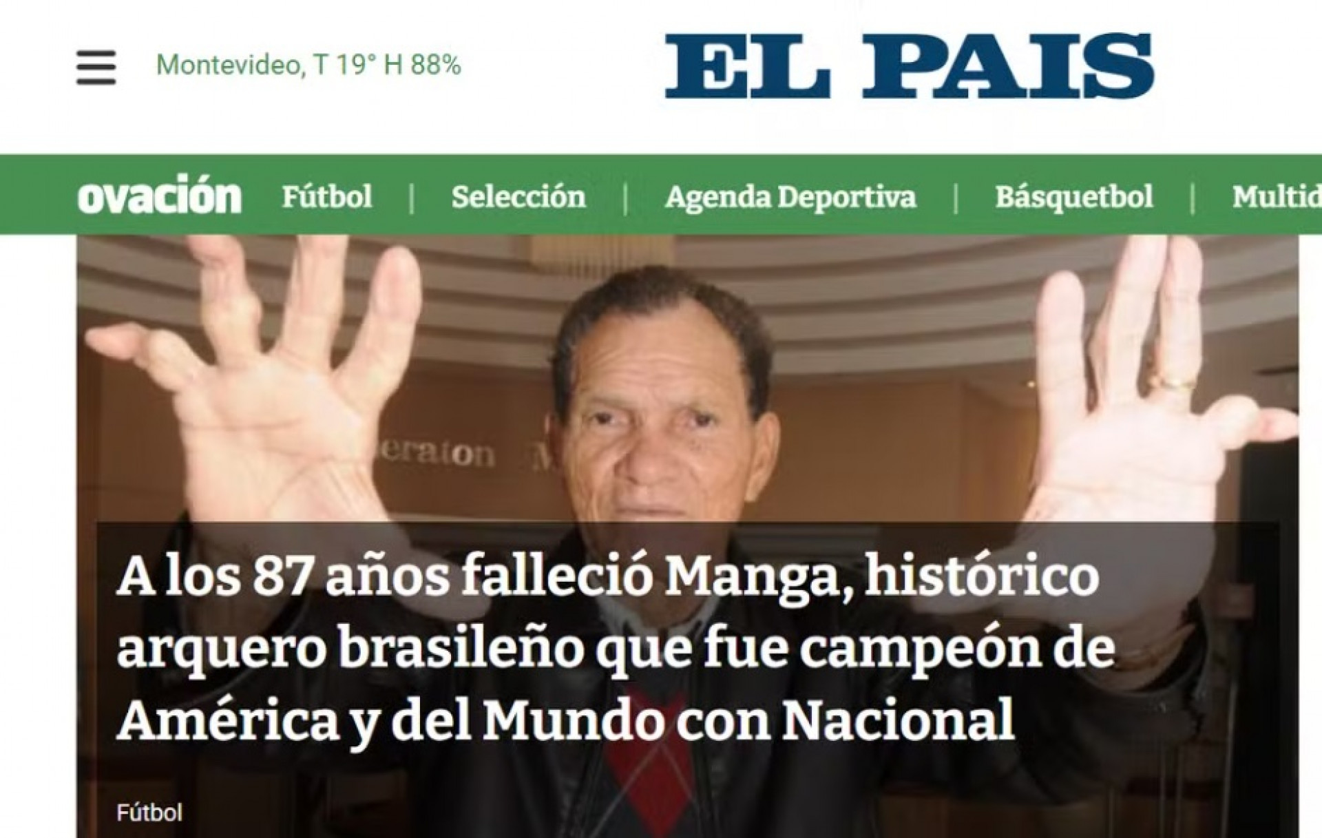 Manga conquistou o Campeonato Uruguaio quatro vezes pelo Nacional - Reprodu&ccedil;&atilde;o