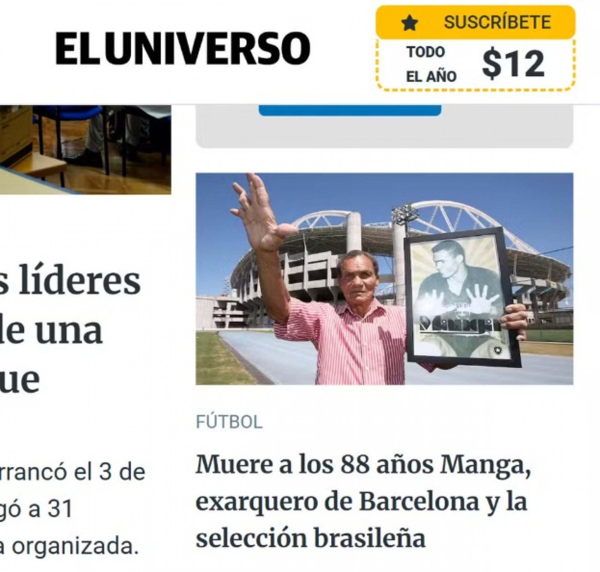 Manga teve passagem marcante pelo Barcelona de Guayaquil, do Equador - Reprodu&ccedil;&atilde;o