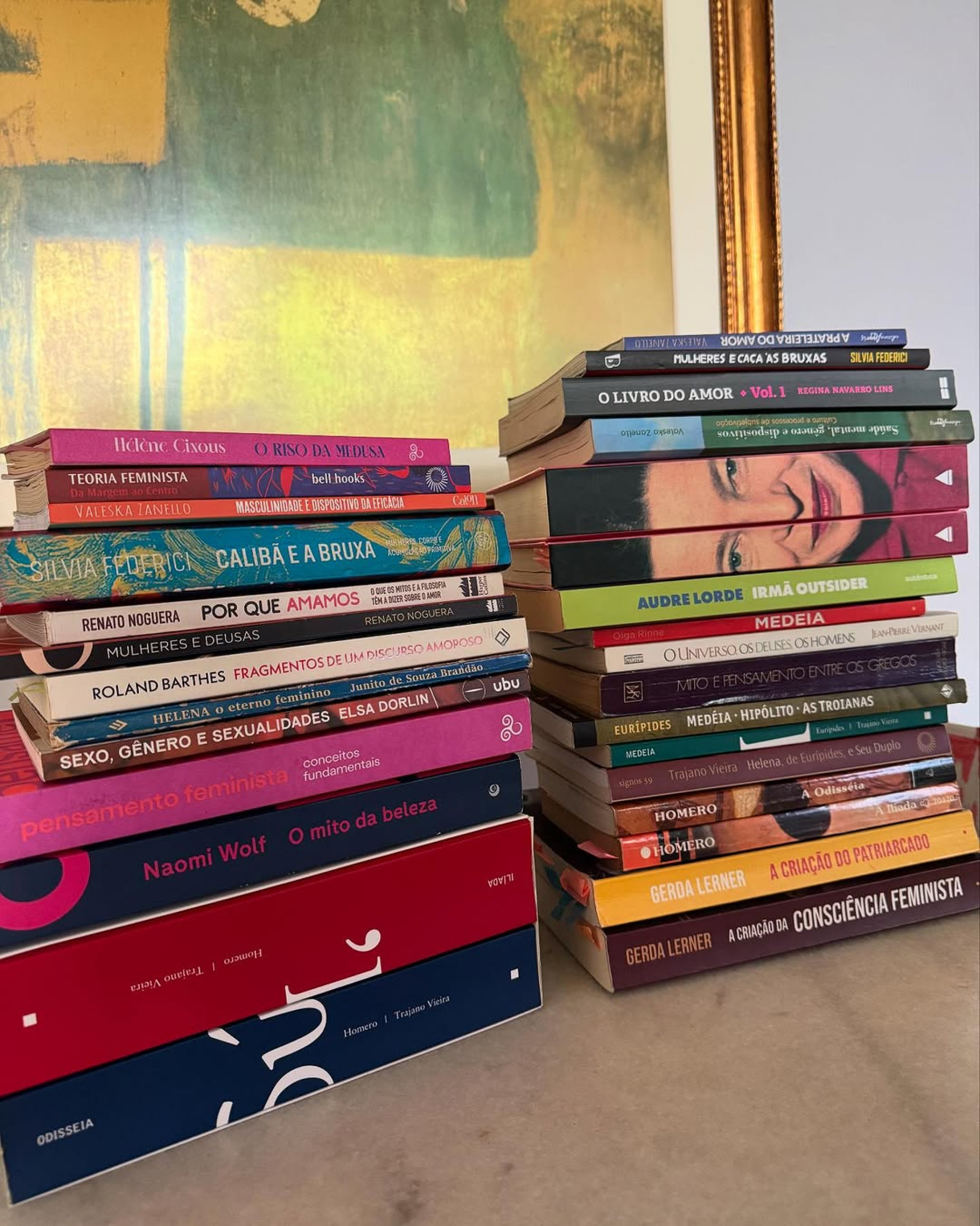 Fernanda Nobre exibiu livros usados na escrita da pesquisa  - Reprodução/Instagram 