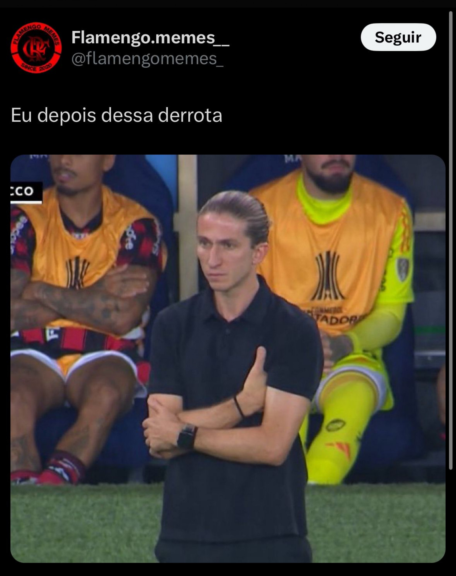 Derrota do Flamengo gerou memes na web - Reprodução/X @flamengomemes_