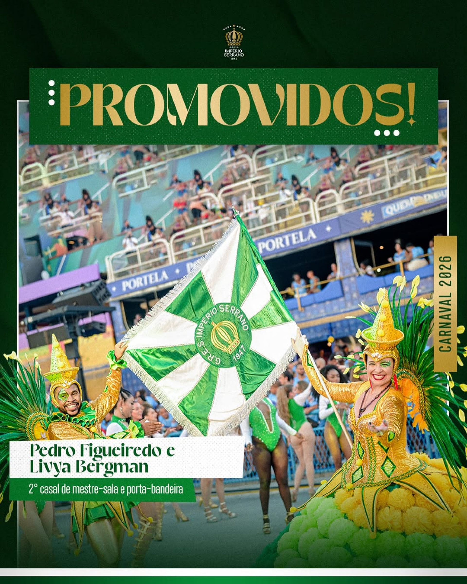 Pedro Figueiredo e Livya Bergman são promovidos ao posto de segundo casal de mestre-sala e porta-bandeira do Império Serrano - Reprodução / Instagram