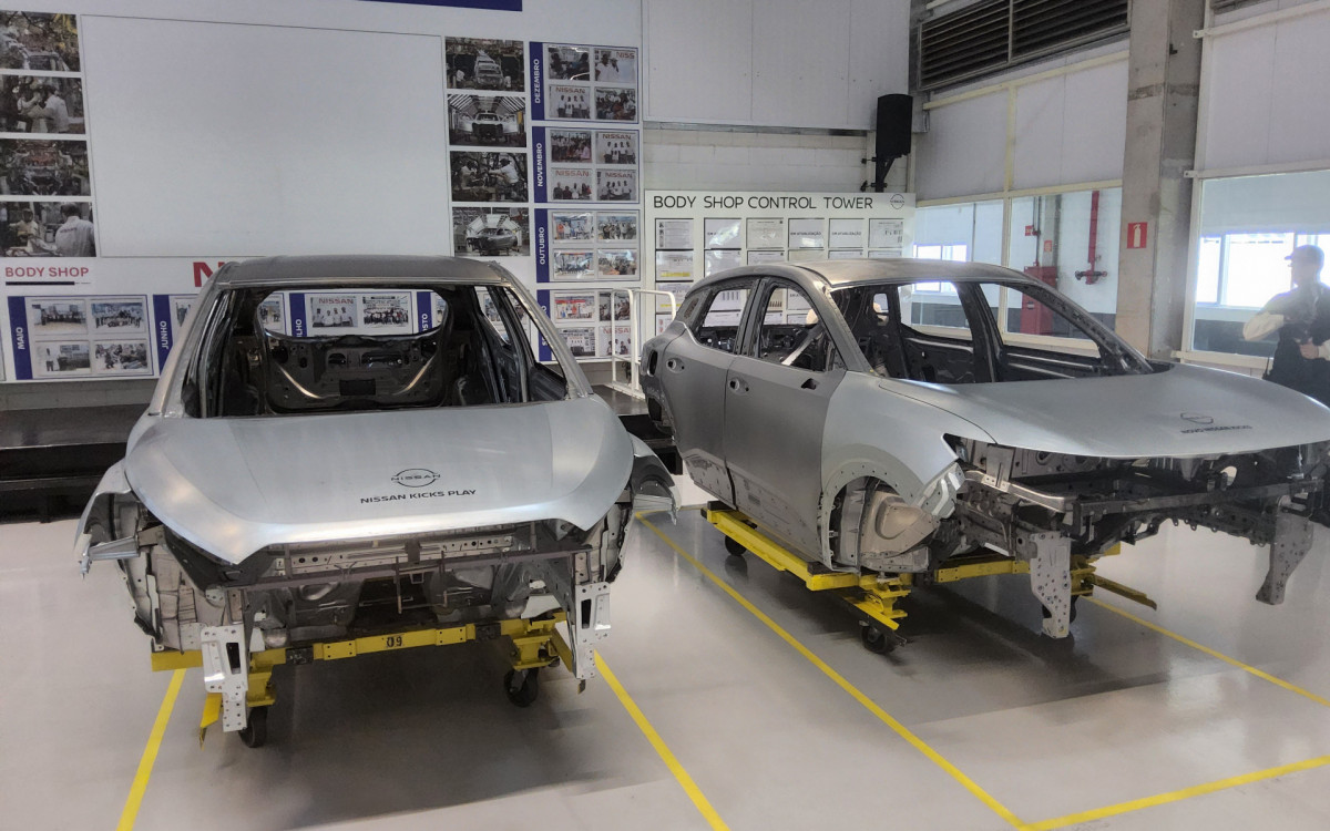 Carroceria do novo Nissan Kicks, que está sendo produzido na fábrica da empresa, em Resende, no Sul Fluminense