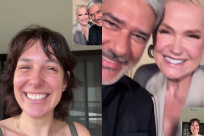 Mulher de William Bonner é surpreendida por Xuxa em videochamada com o marido