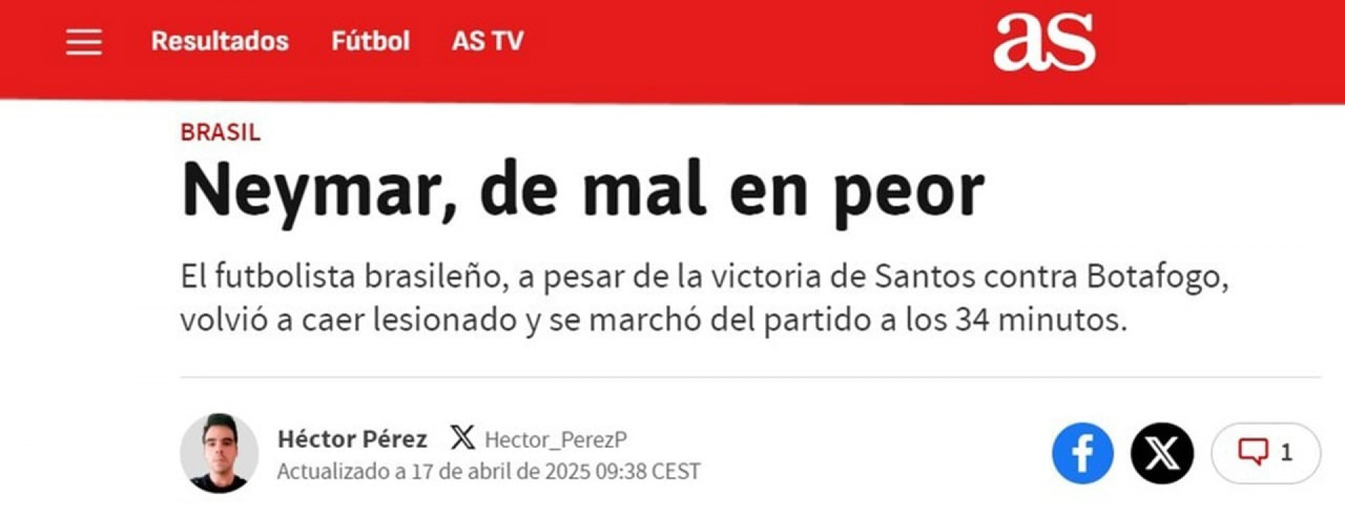 Nova les&atilde;o de Neymar repercute na imprensa internacional