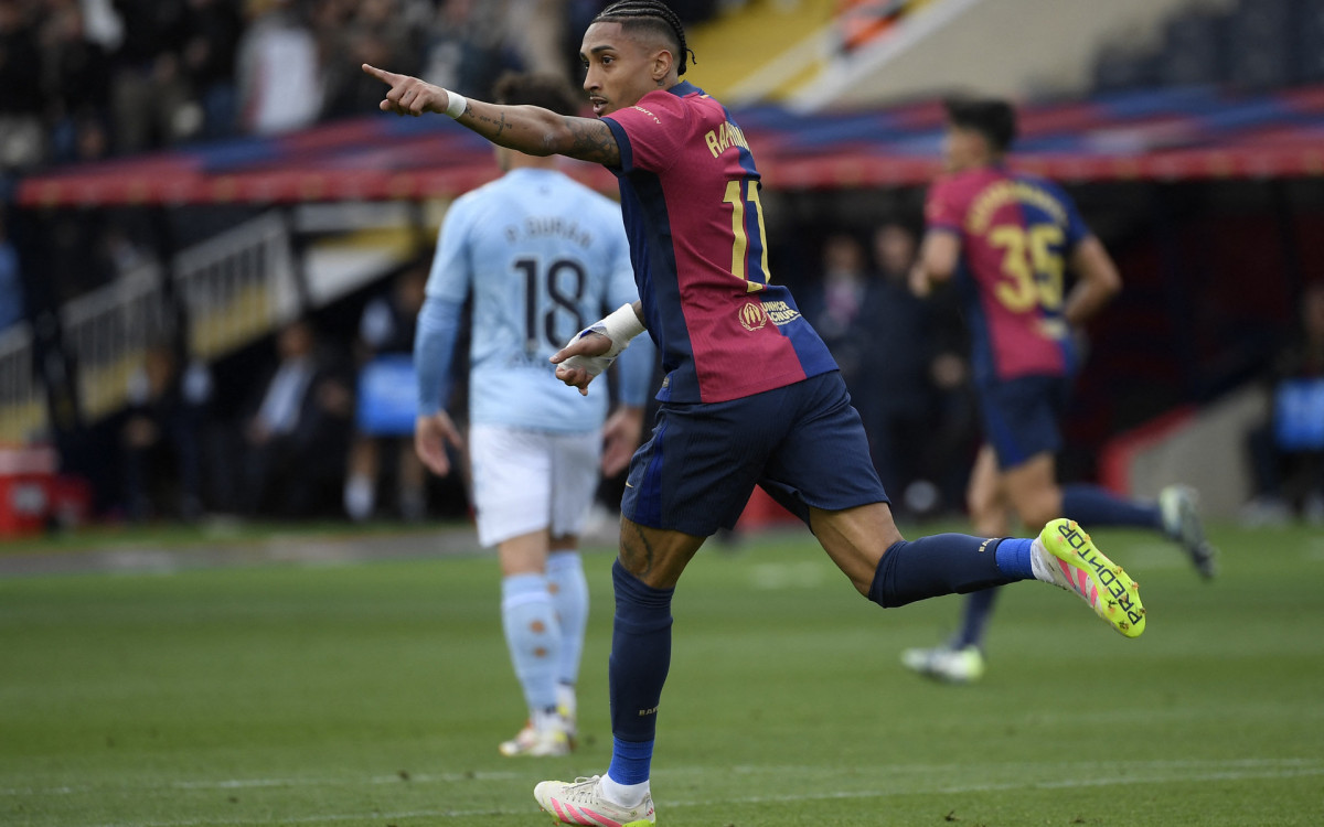 Raphinha brilhou na vitória do Barcelona sobre o Celta