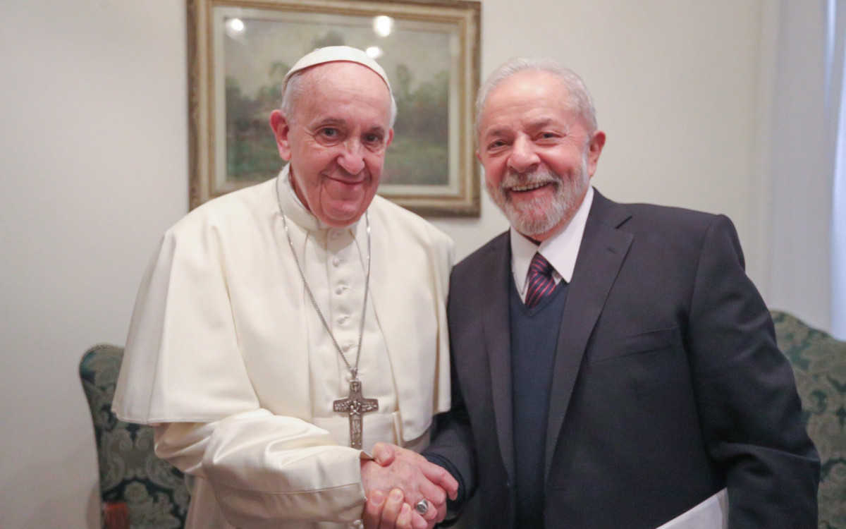Presidente Luiz Inácio Lula da Silva durante encontro com o Papa Francisco
