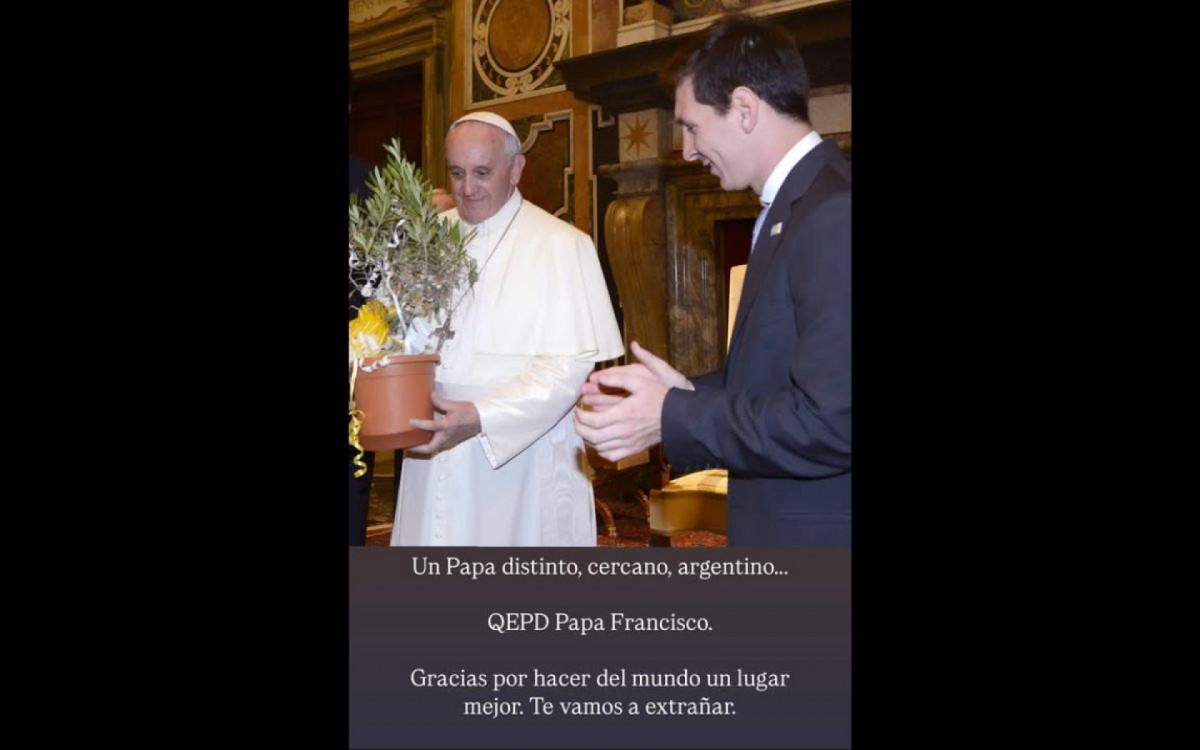 Publicação de Messi nas redes sociais