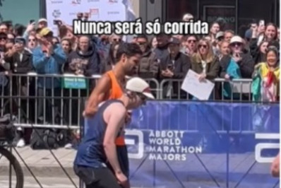 Vídeo: morador de Niterói viraliza ao ajudar homem que passava mal na maratona de Boston