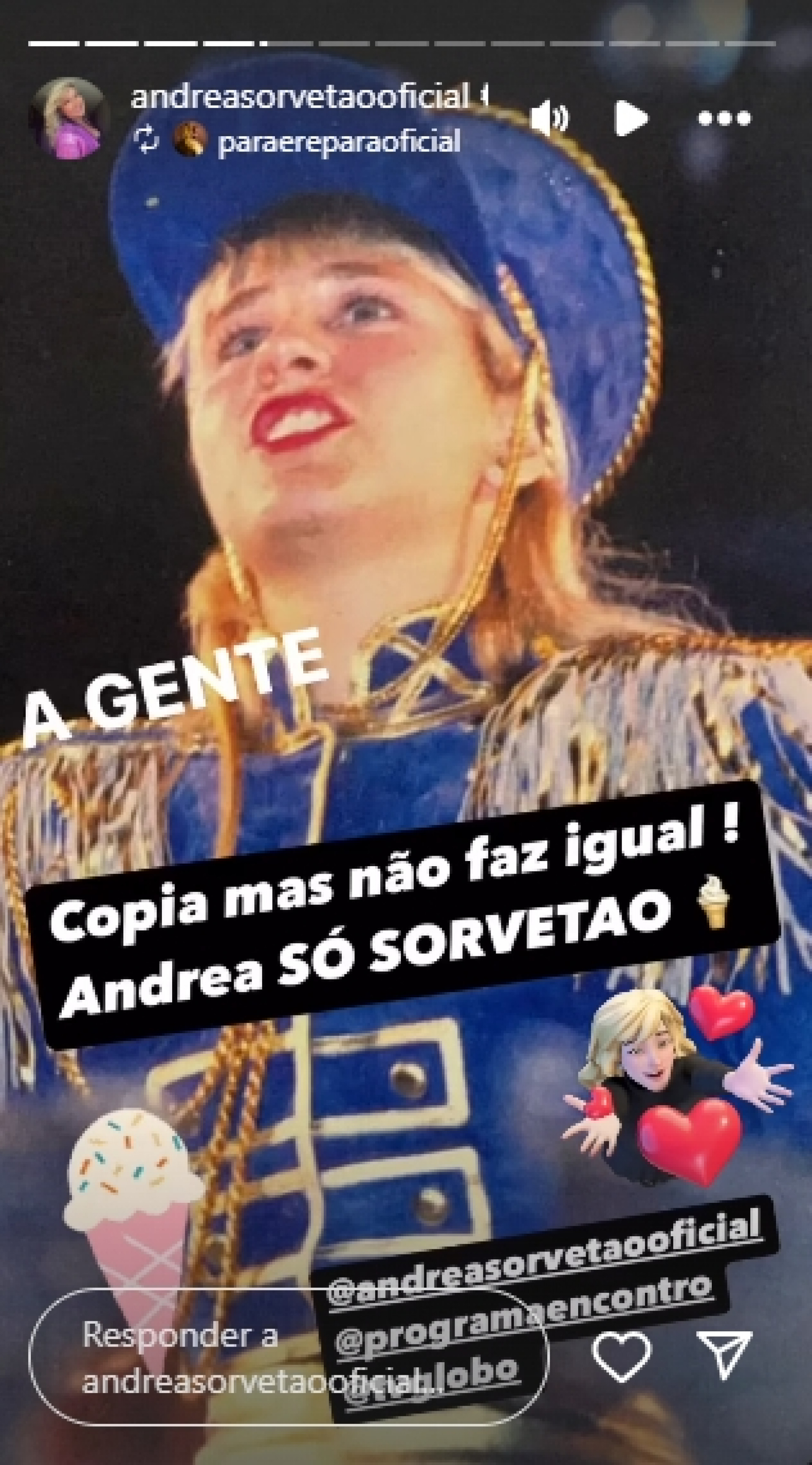 Print tirado do perfil de Andrea Sorvetão - Reprodução/Instagram