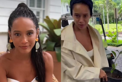 Taís Araújo diverte a web ao ganhar pé de limão e esquecer na Globo 