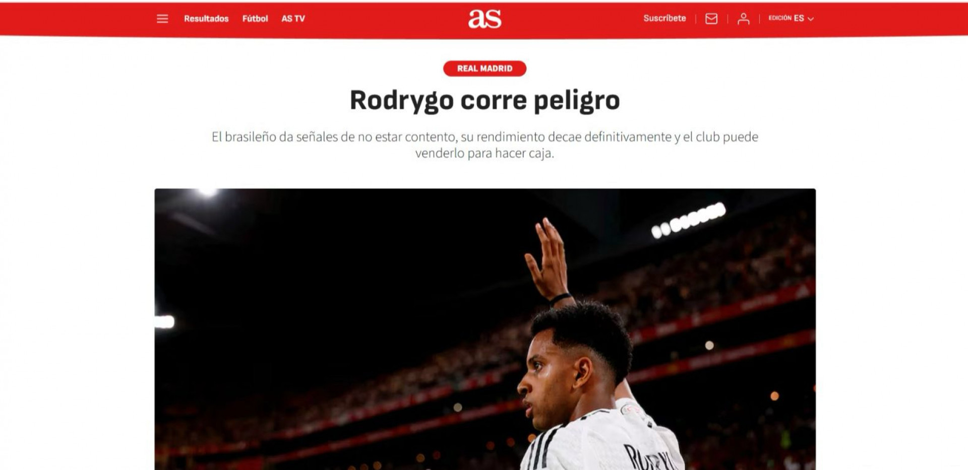 Mat&eacute;ria do 'AS' sobre Rodrygo - Reprodu&ccedil;&atilde;o/AS