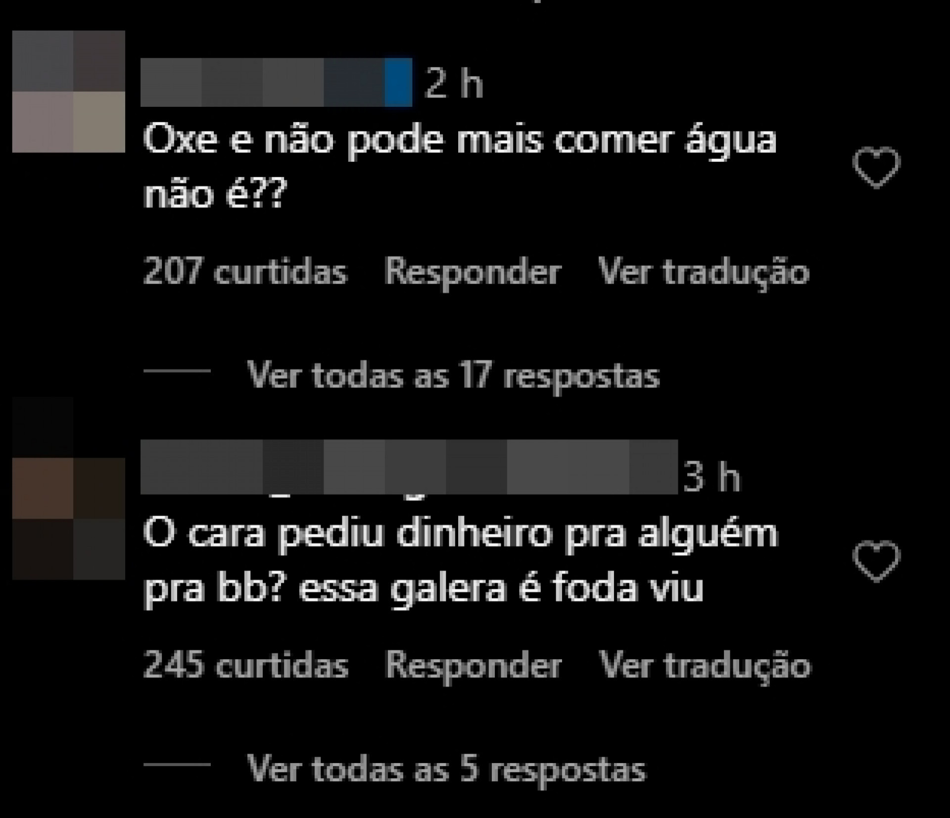 Prints tirados de uma página do Instagram - Reprodução/Instagram