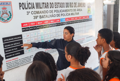 Escola José Pinto Teixeira participa do Programa ‘Minha Escola Azul’ no Batalhão da PM em Belford Roxo