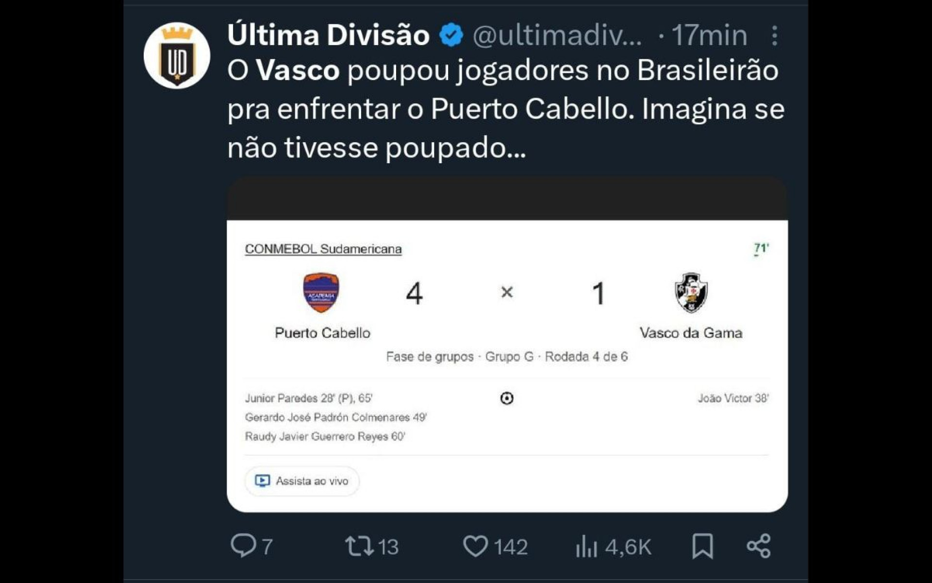 Internet não perdoou vexame do Vasco na Venezuela - Reprodução / Internet