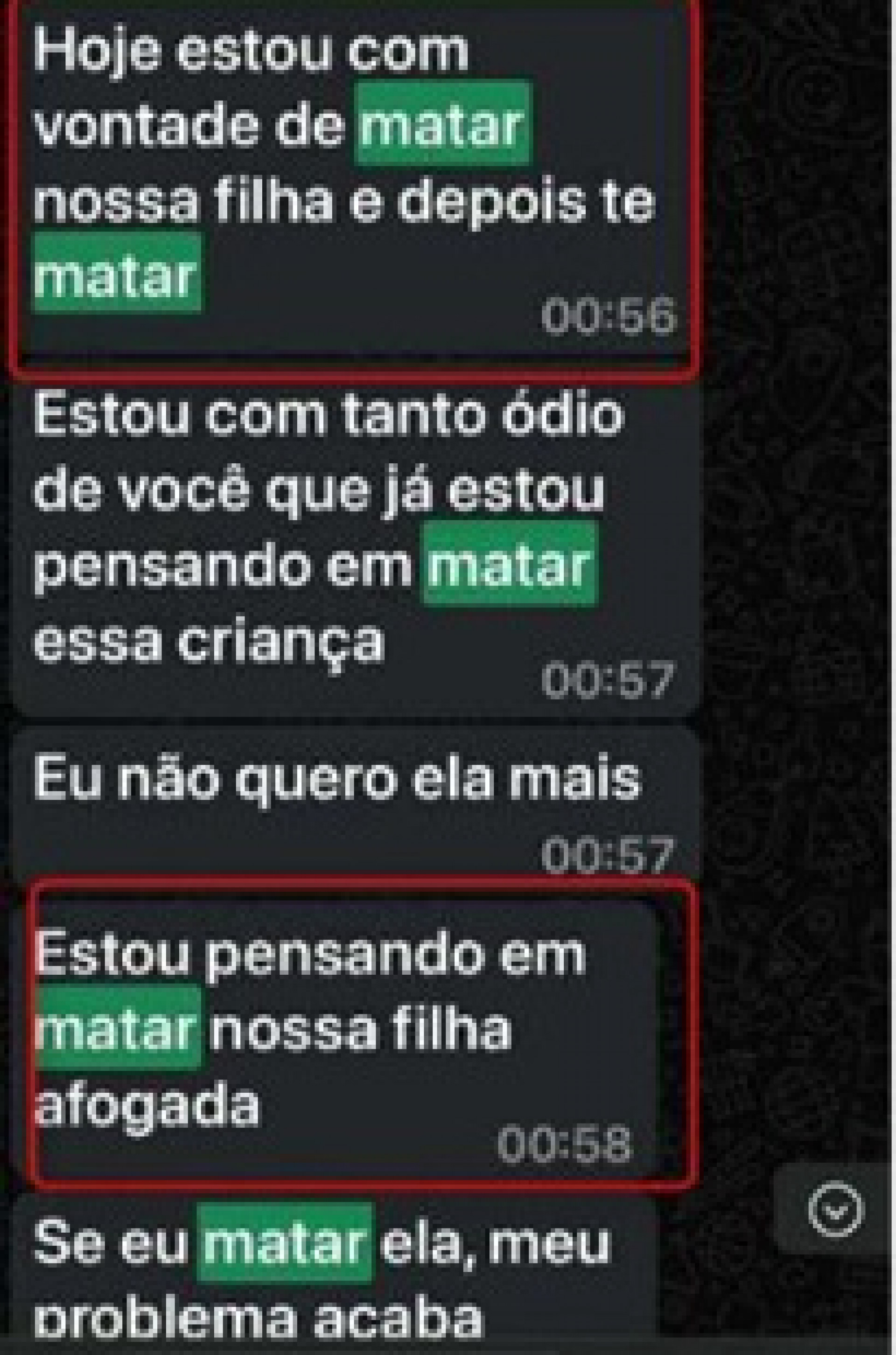 Mulher mandava s&eacute;rie de mensagens para o homem dizendo que iria agredir (ou at&eacute; matar) a filha - Divulga&ccedil;&atilde;o