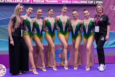 É ouro! Seleção brasileira de ginástica rítmica obtém resultado histórico em Portugal
