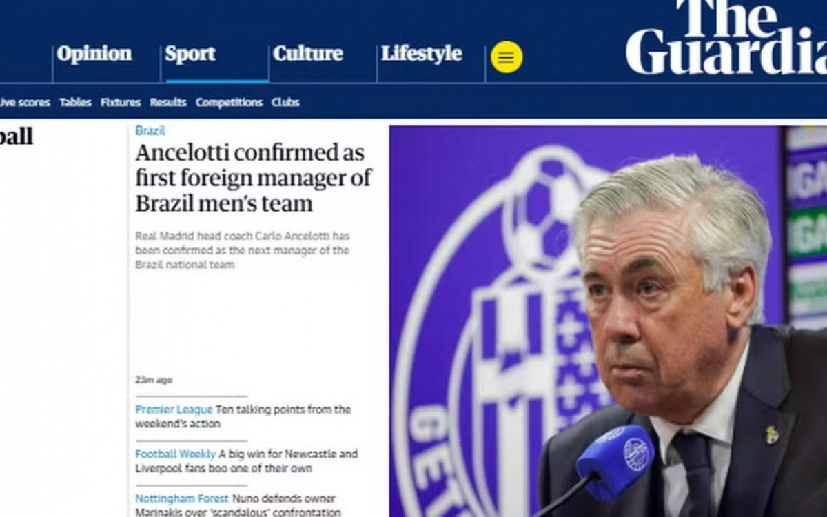 Ancelotti tamb&eacute;m foi not&iacute;cia na Inglaterra