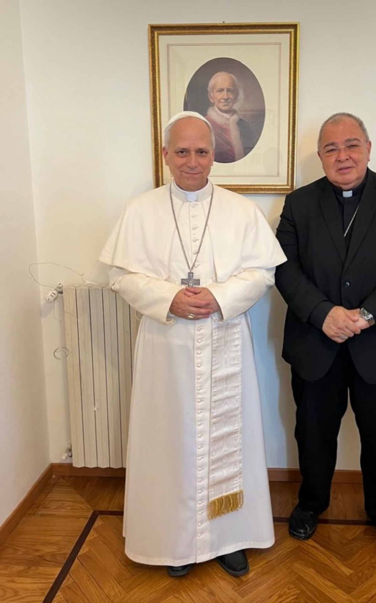 Dom Orani Tempesta ao lado do Papa Leão XIV - Reprodução / Redes Sociais