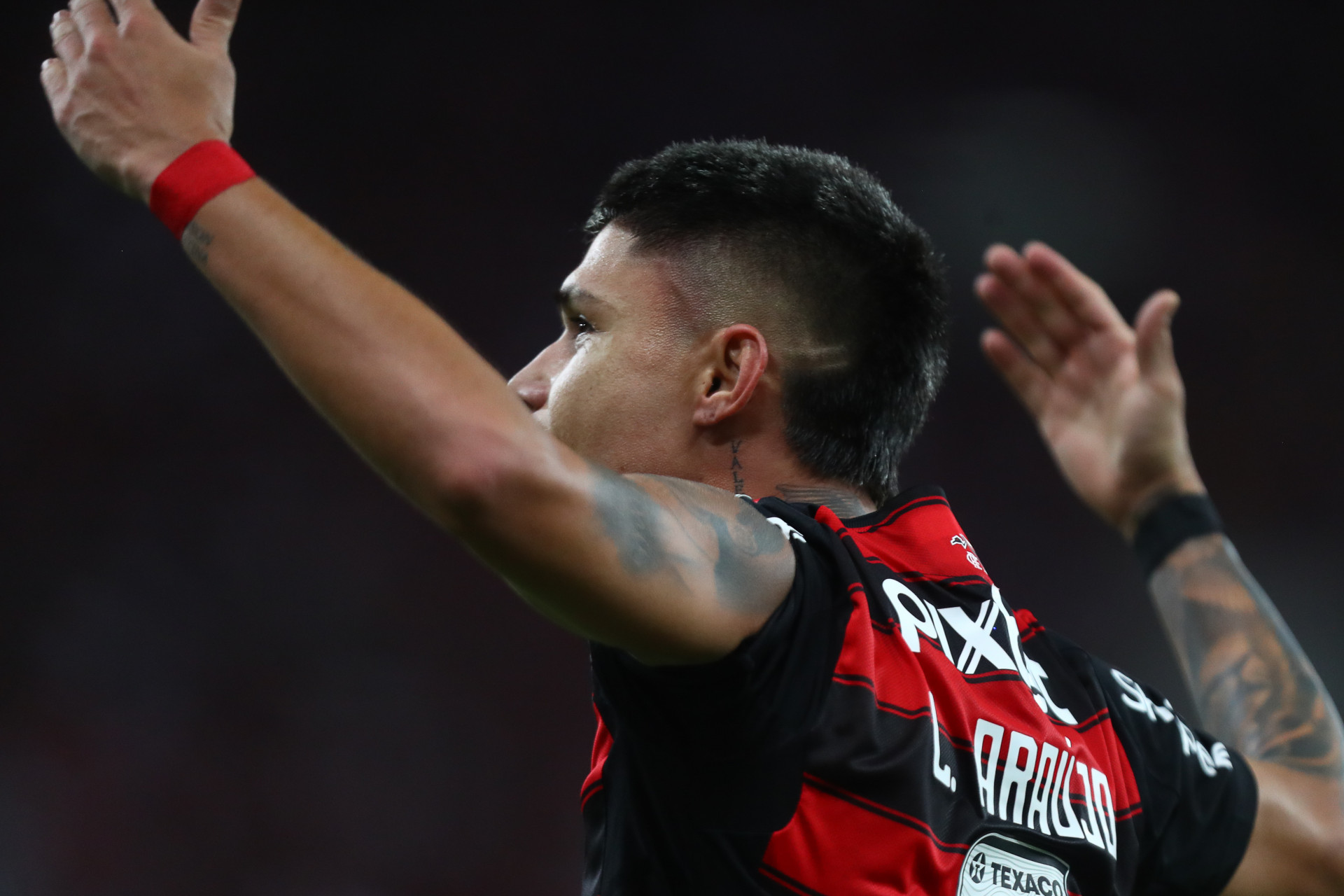 Luiz Araújo celebra gol marcado pelo Flamengo no Maracanã - Gilvan de Souza / Flamengo