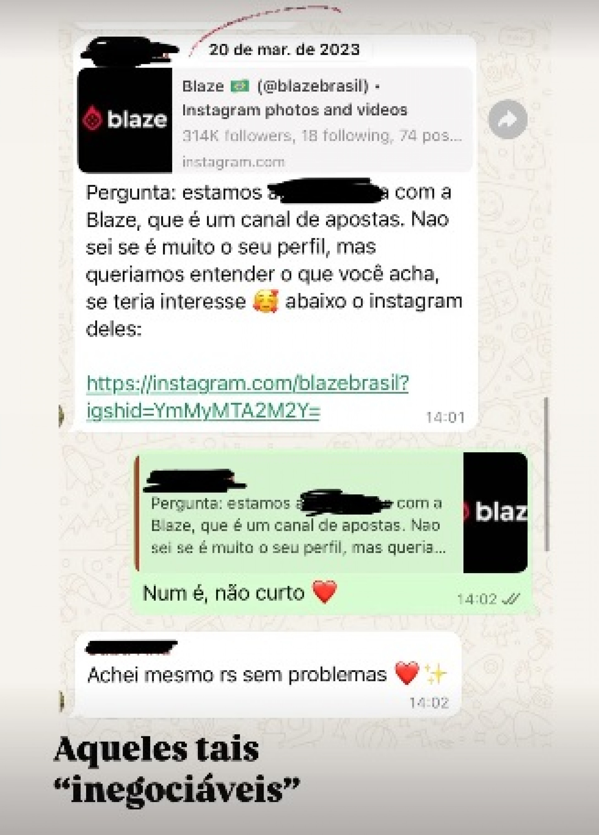 Lucas Lima exibiu conversa em que nega parceria com Bet - Reprodução/Instagram 
