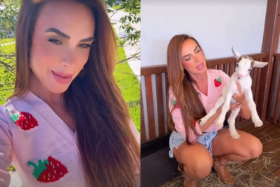 Nicole Bahls batiza mini cabra de Tatá Werneck e atriz reage