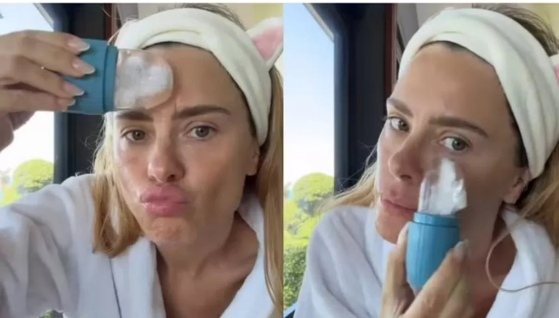 Carolina Dieckmann passa gelo no rosto - Reprodução do Instagram