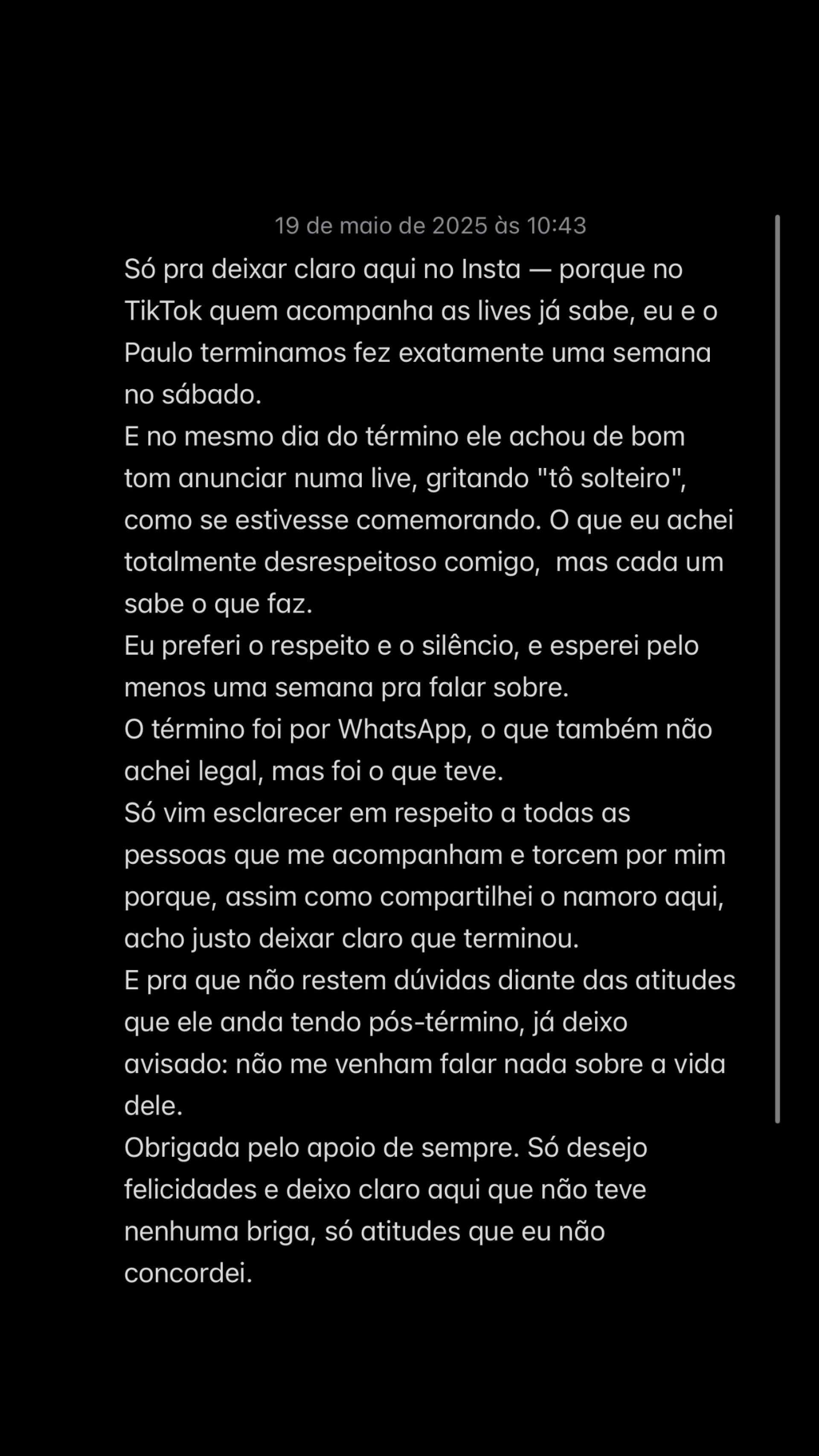 Raissa Barbosa anunciou fim da relação com Paulo Castagnoli  - Reprodução/Instagram 
