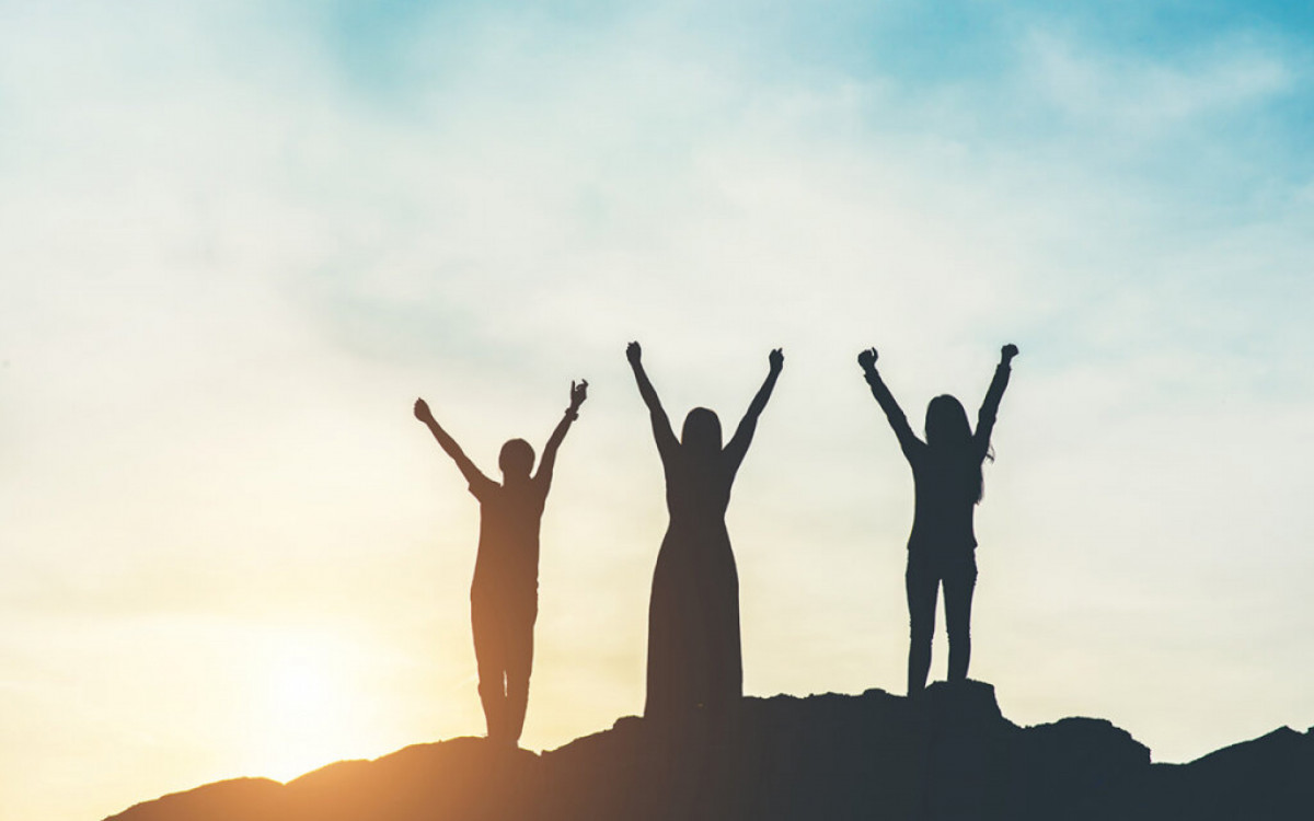 Silhouette of people happy time
