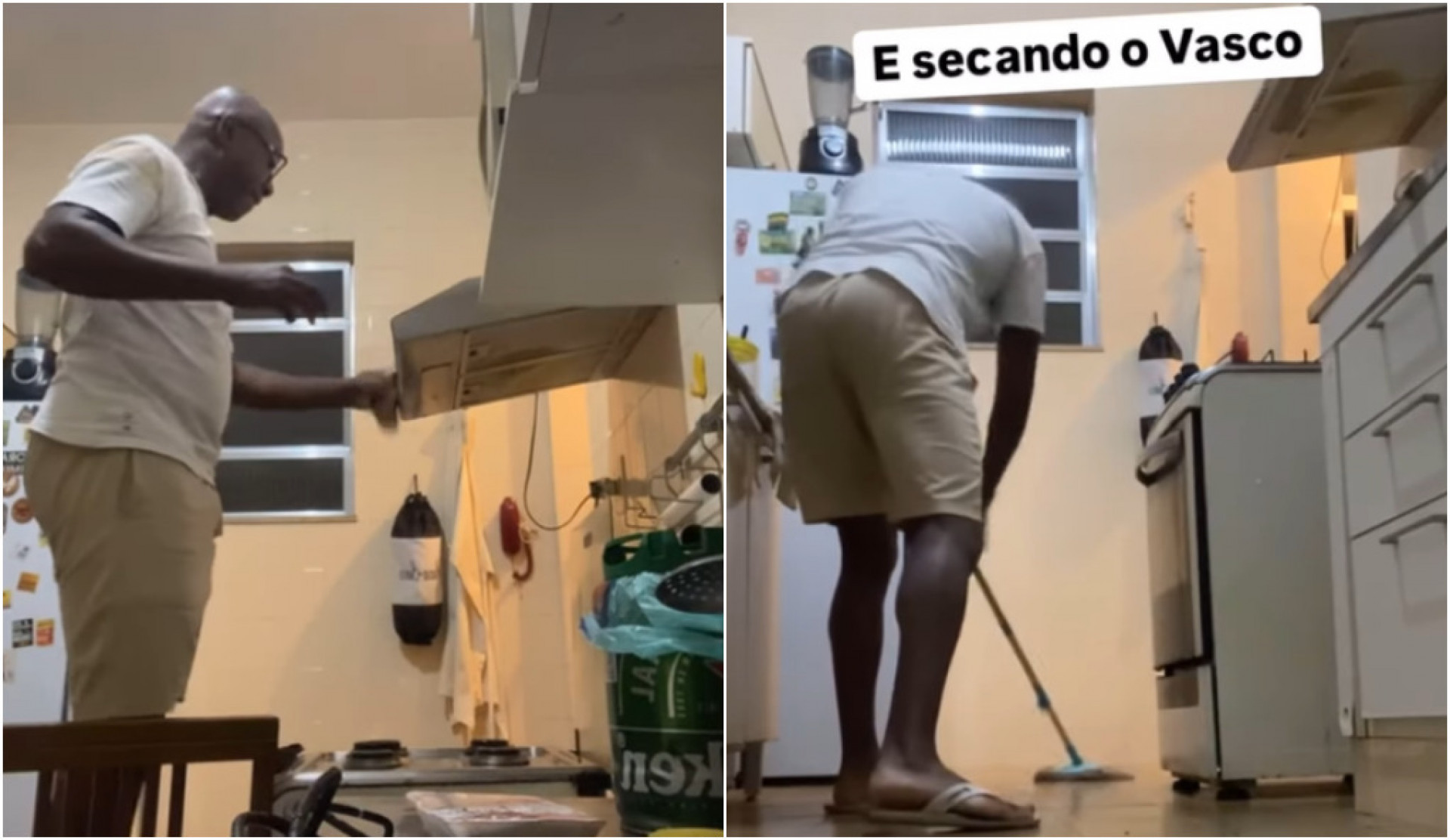 Nando Cunha mostra rotina de limpeza da cozinha e desabafa: 'Sobrevivente nessa profissão'