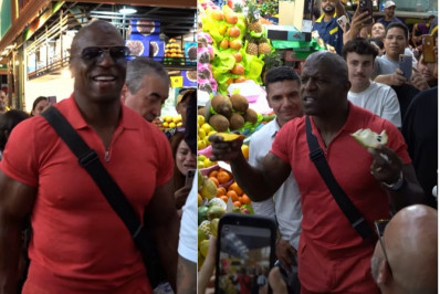 Vídeo! Terry Crews visita Mercadão de SP e experimenta iguarias