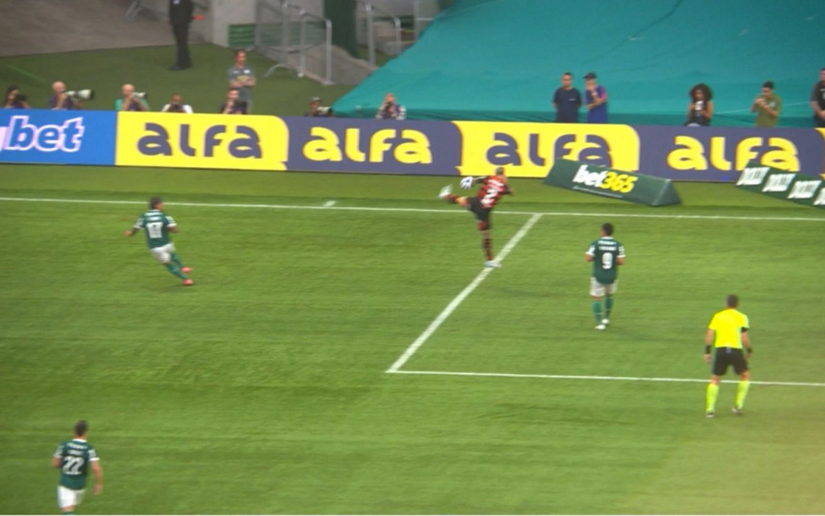 Pênalti marcado a favor do Palmeiras no jogo contra o Flamengo