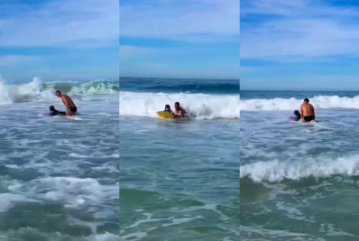 Rafael Vitti surfa com Clara Maria e celebra: 'Realizando um sonho de pai'