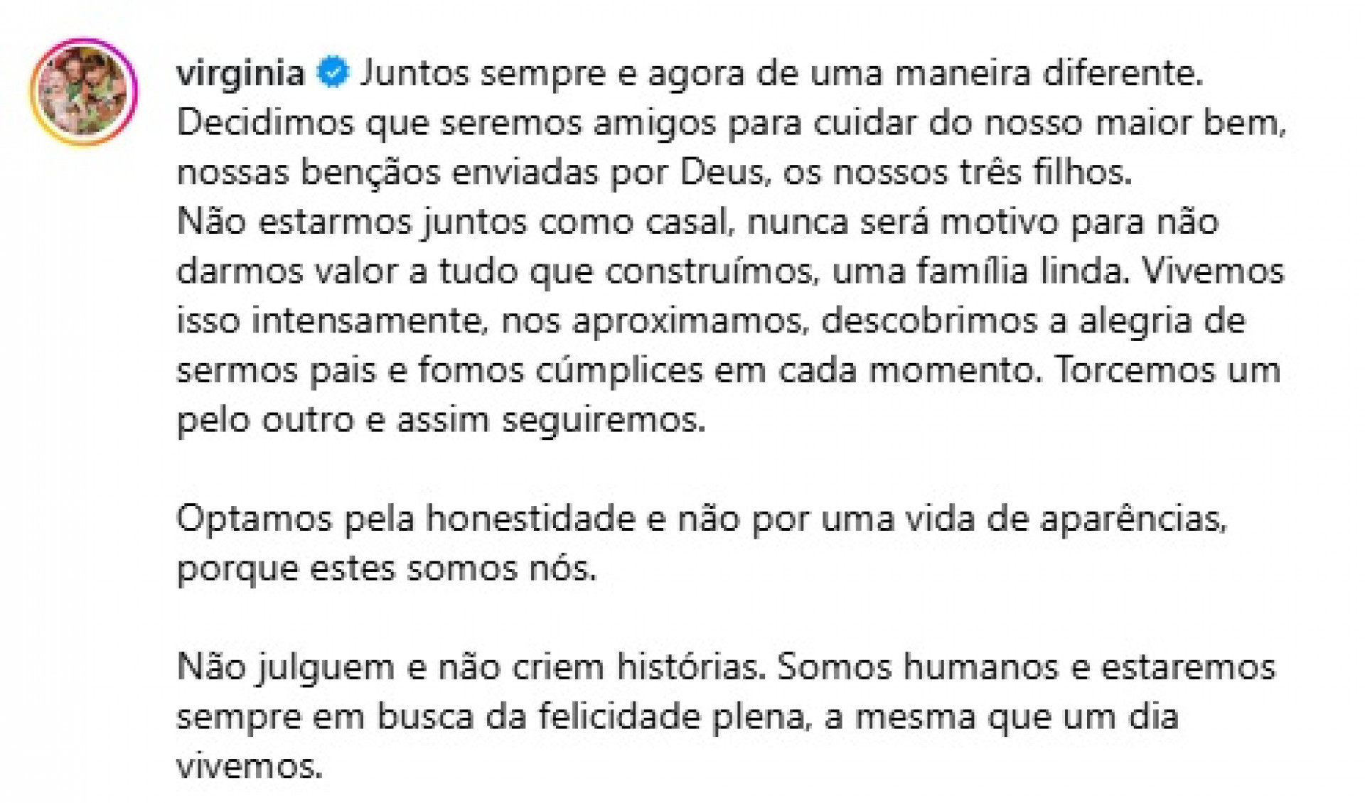 Trecho do anúncio publicado por Virginia e Zé Felipe  - Reprodução/Instagram 