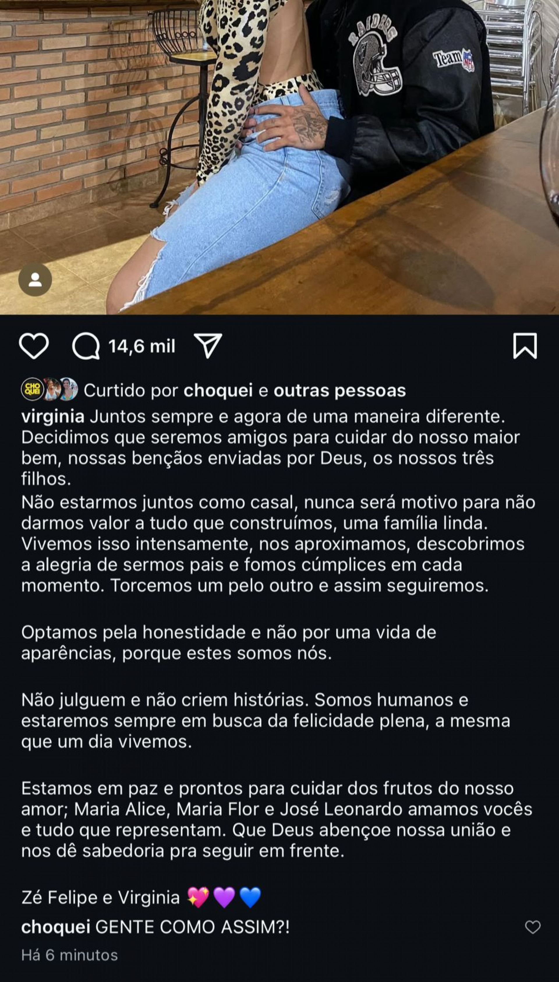 Virginia Fonseca e Zé Felipe anunciam fim do casamento - reprodução Instagram