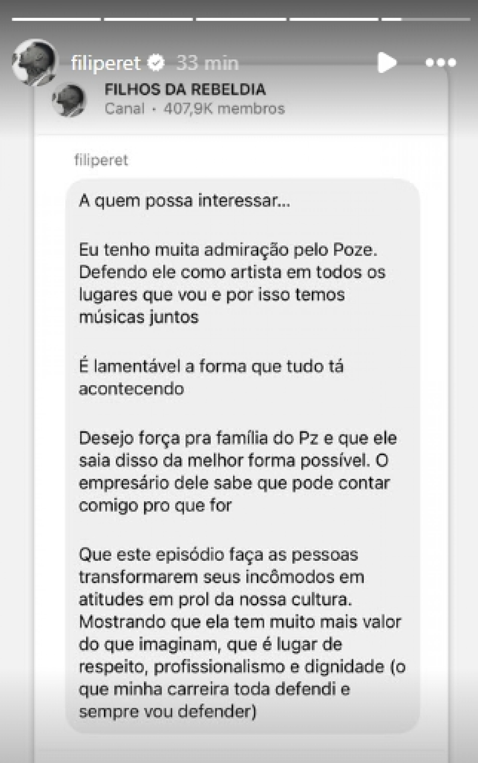 Print tirado dos stories de Filipe Ret - Reprodu&ccedil;&atilde;o/Instagram