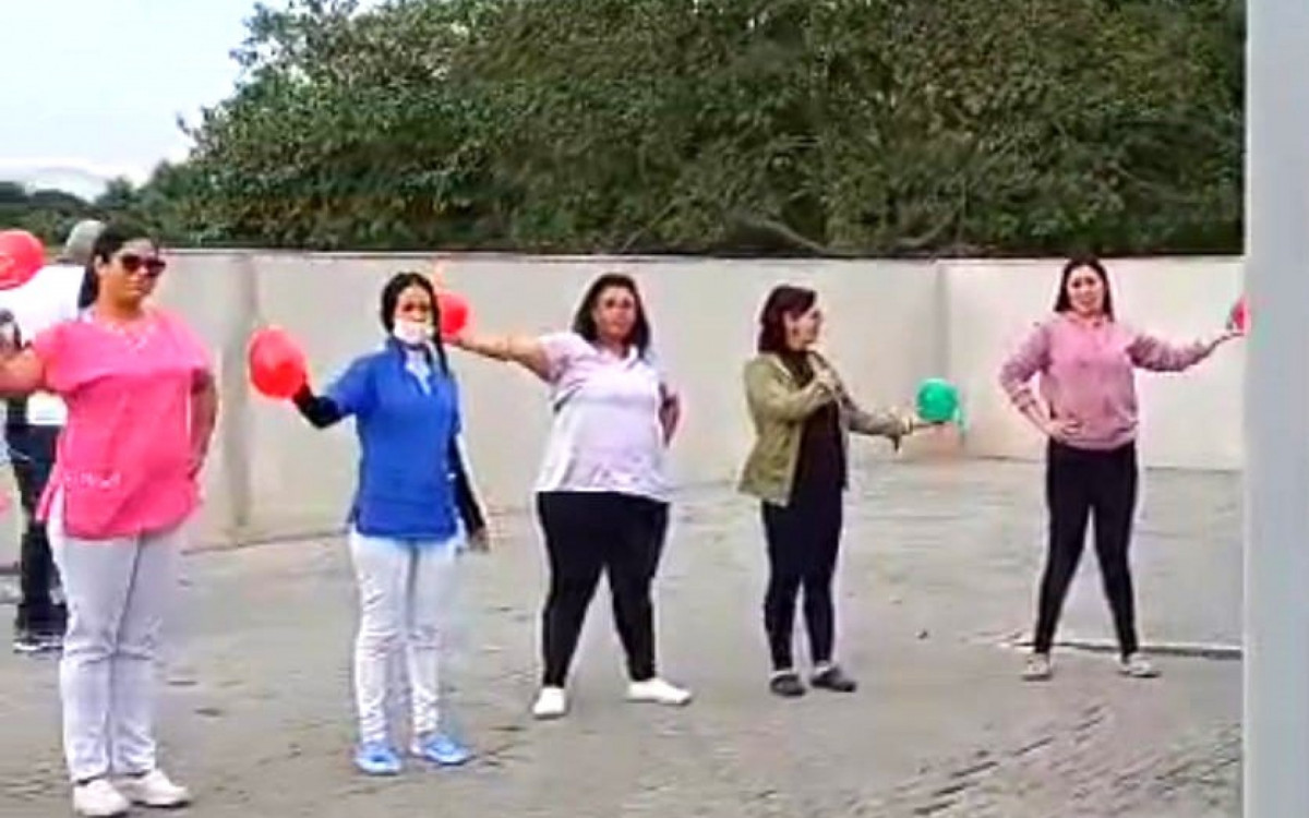 Durante a capacitação na UPA foi feita ainda uma ginástica laboral