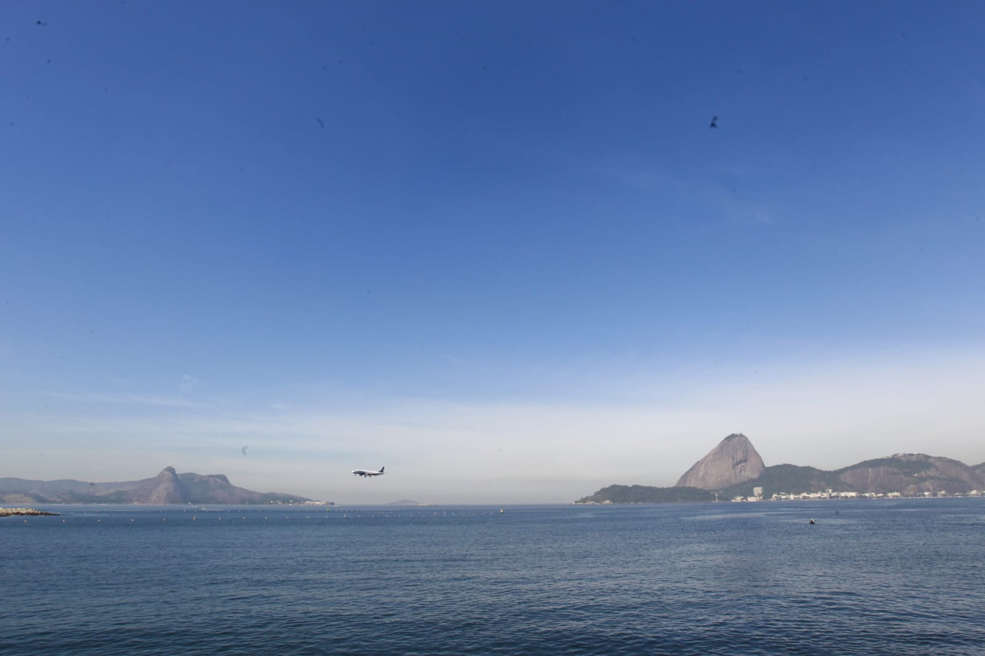Baía de Guanabara, no trecho próximo ao aeroporto Santos Dumont, nesta quinta-feira (5) - Reginaldo Pimenta / Agência O Dia