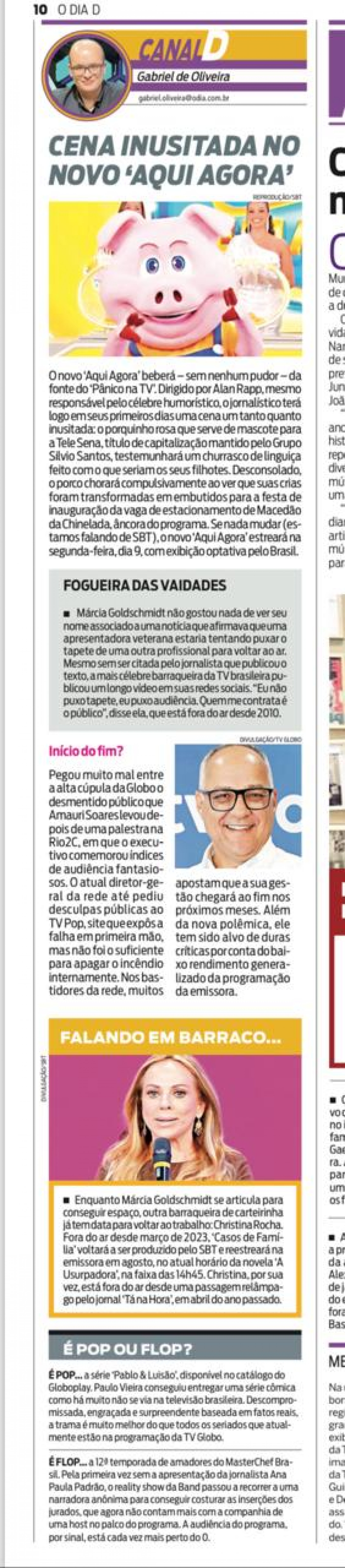 Coluna Canal D estreou no jornal O DIA - Reprodu&ccedil;&atilde;o