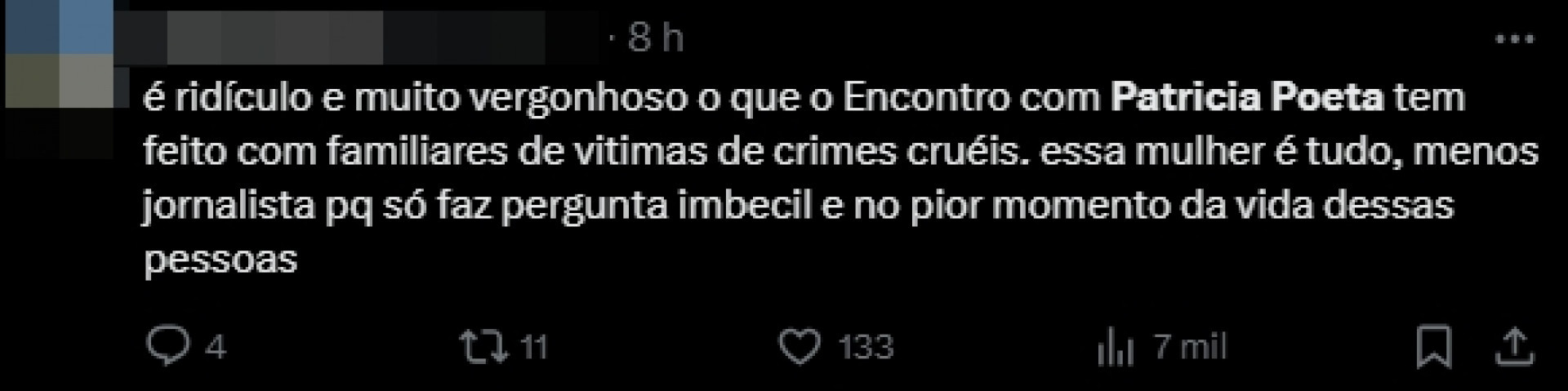 Print tirado na X, antigo Twitter - Reprodução/X
